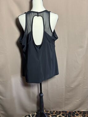 Livi Active Black Mesh-Trim Racerback Tank - Built in Bra